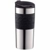 Caneca de viagem a vácuo Bodum 350 ml, preta - Mantém a bebida quente por horas. Ideal para viagens e passeios. Leve já a sua!