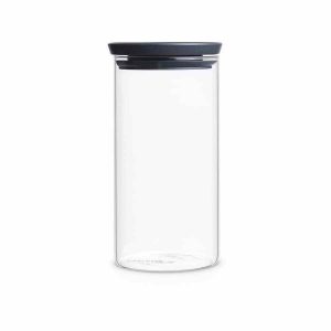 Frasco de vidro empilhável Brabantia com tampa cinza - Armazene com estilo e organização superior. Perfeito para sua cozinha!