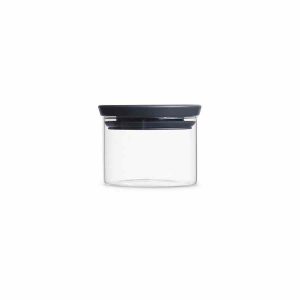 Frasco de vidro empilhável Brabantia com tampa cinza - Organize com estilo e praticidade! Ideal para cozinha ou despensa. Compre já!