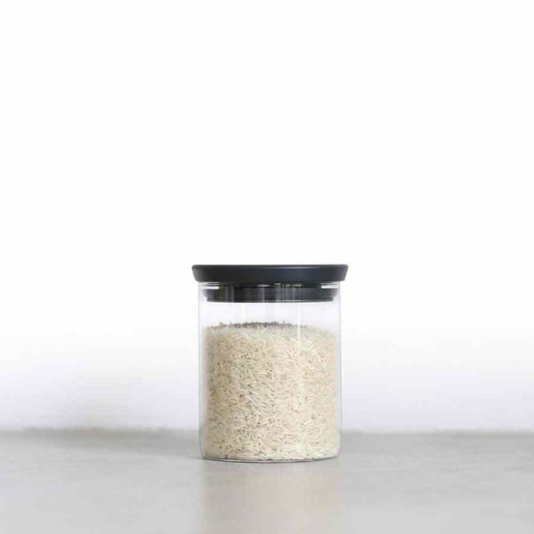 Frasco de vidro empilhável Brabantia com tampa cinza - Organize com estilo e elegância na sua cozinha! Perfeito para armazenar alimentos e mantimentos. Order now!