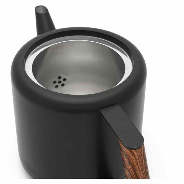 Bule Bredemeijer Duet® Boston 1100 ml em preto fosco e madeira, elegância e qualidade para chávenas perfeitas. Compre online!