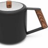 Bule Bredemeijer Duet® Boston 1100 ml, elegante design preto fosco / madeira para chá. Desfrute de momentos especiais com este produto premium.
