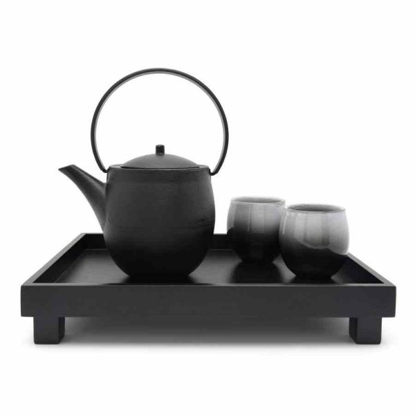 Bule de ferro fundido Bredemeijer Sendai 1,2 l + 2 xícaras de porcelana em caixa de presente - Conjunto de chá elegante e durável para desfrutar momentos especiais.