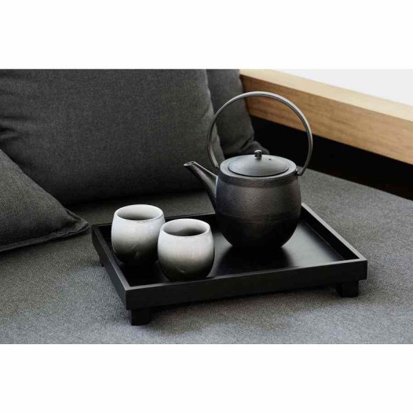 Bule de ferro fundido Bredemeijer Sendai 1,2 l + 2 xícaras de porcelana em elegante caixa de presente, conjunto sofisticado para chá.