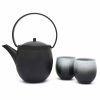 Conjunto elegante de chá Bredemeijer Sendai em ferro fundido com 1,2 litros, inclui 2 xícaras de porcelana em linda caixa de presente - Loja online de utensílios de cozinha.