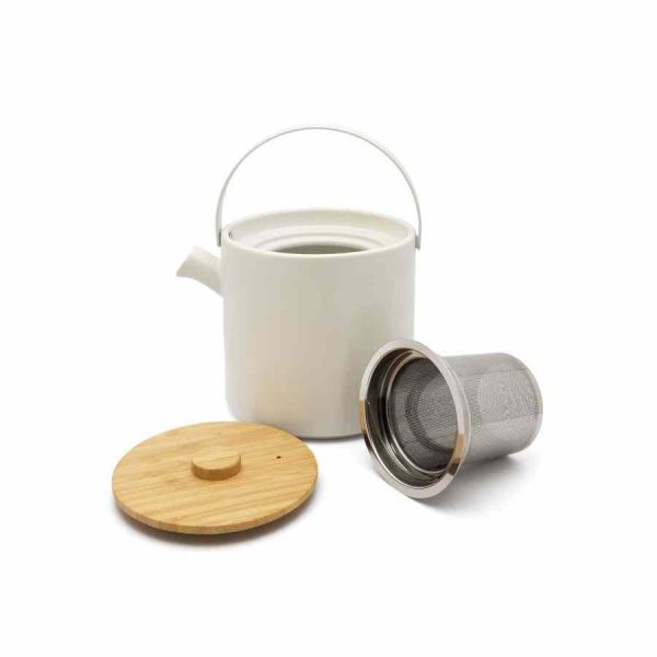 Bule de Cerâmica Bredemeijer Umea 1,2 l + Aquecedor de Chá, Branco - Elegância e qualidade para apreciar o chá. Compre online!