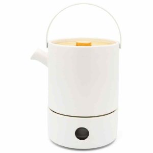 Conjunto de chá elegante em cerâmica Bredemeijer Umea 1,2 l + aquecedor, branco - perfeito para desfrutar de chá quente em grande estilo.