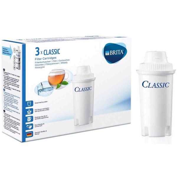 Cartuchos de filtro de água Brita Classic - Pack de 3 unidades para água pura e saudável. Substituição fácil e eficaz. Recomendado online.
