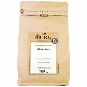 Café Sabor Burg, Chocolate 250 g Moído - Delicie-se com o aroma e sabor intenso deste café gourmet. Feito com grãos moídos da mais alta qualidade. Aprecie cada xícara! Compre já.