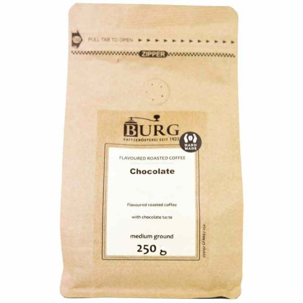 Café Sabor Burg, Chocolate 250 g Moído - Delicie-se com o aroma e sabor intenso deste café gourmet. Feito com grãos moídos da mais alta qualidade. Aprecie cada xícara! Compre já.