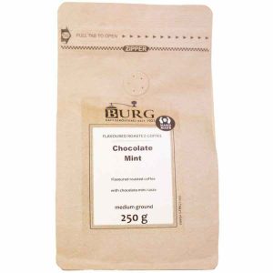 Café Sabor Burg Moído de Chocolate Menta 250 g - Delicie-se com a mistura perfeita de café e chocolate menta! Ideal para apreciadores exigentes. Compre online!