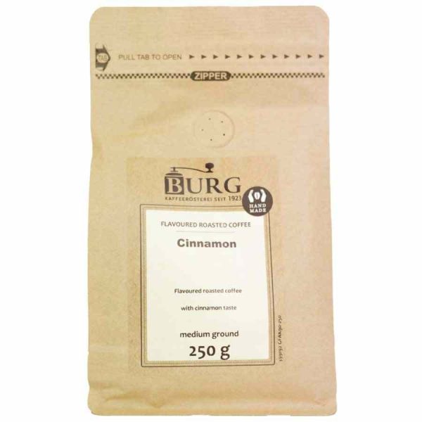Café Sabor Burg, Canela 250 g Moído - Delicie-se com este café gourmet de alta qualidade com sabor intenso a canela. Produto premium para compra online.