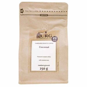 Desfrute do delicioso Café Sabor Burg com sabor a coco, 250g moído. Compre online e saboreie a qualidade ao melhor preço!