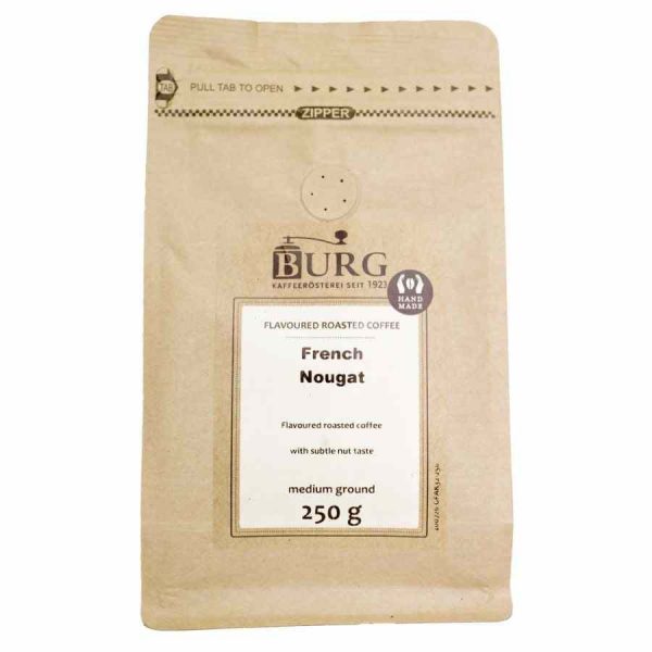 Café Sabor Burg, Nougat Francês 250 g Moído - Desfrute do Melhor Café Moído de Alta Qualidade! Ideal para os Amantes de Café. Delicie-se!