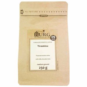 Café gourmet moído com sabor a Tiramisu de 250g - Delicie-se com este café de qualidade superior. Ideal para os amantes de café exigentes.