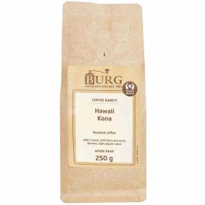 Grãos de café Burg Hawaii Kona, 100% puro e aromático, para os amantes de café exigentes. Compre online e desfrute de uma experiência única.