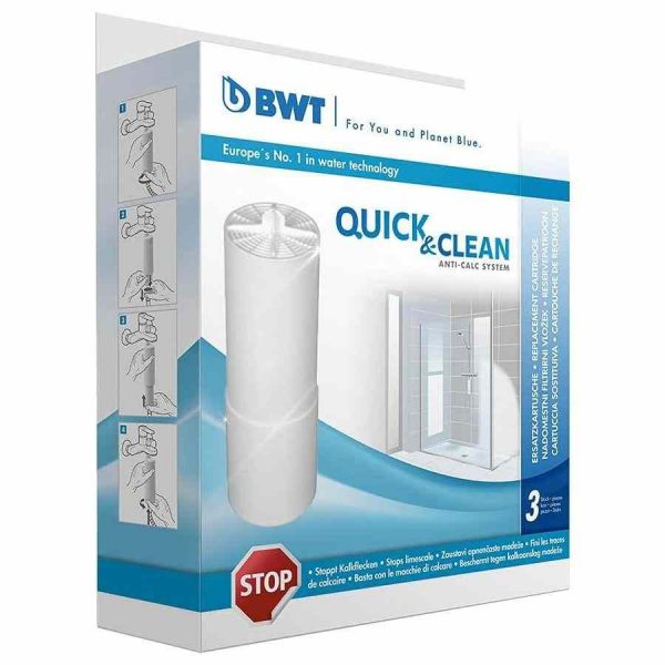 Pacote de 3 cartuchos anti-calcário BWT para filtro rápido e limpo, proteção eficaz contra calcário. Ayuda a prolongar a vida útil do filtro.