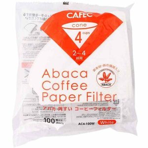 Filtro de Papel para Café CAFEC ABACA de 4 Xícaras, Branco - 100 unidades. Produto de alta qualidade para compra online.