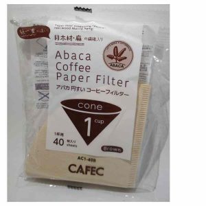 Papel filtro cone CAFEC ABACA p/ 1 xícara, marrom, alta qualidade. Compre online para café perfeito em Portugal.