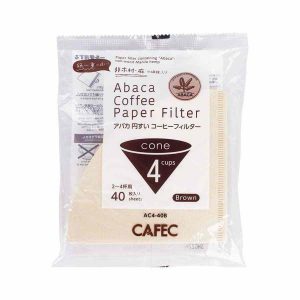 Papel de filtro em formato de cone CAFEC ABACA para 4 xícaras, cor marrom - filtro de café premium de alta qualidade para venda online.