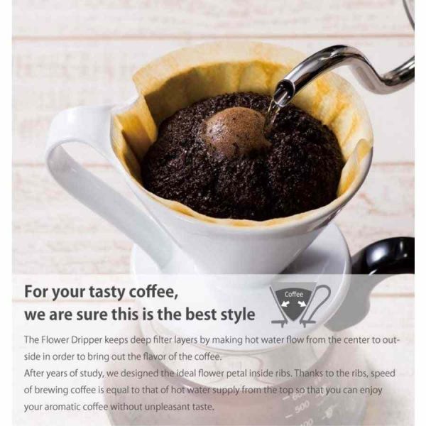 Gotejador de flores CAFEC Arita Ware 4 xícaras - Elegância e qualidade para um café perfeito. Compre agora! Ideia de presente original.