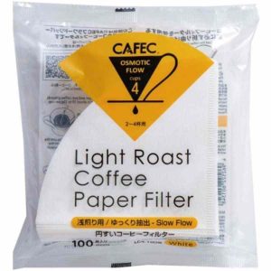 Filtro de papel para café CAFEC Light Roast T-92 de alta qualidade para 4 xícaras - Caixa com 100 unidades. Ideal para cafés delicados e aromáticos. Aproveite!