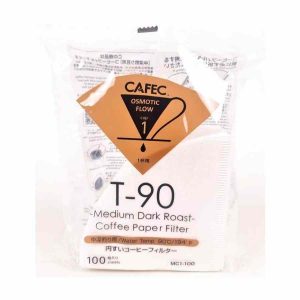 Filtro de papel para café CAFEC Medium Roast T-90 de alta qualidade para 1 xícara - 100 unidades. Ideal para experiências gourmet.