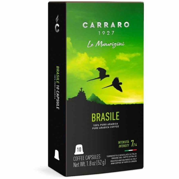 Cápsulas de Café Carraro 1927 Brasile Premium: 10 unidades compatíveis com Nespresso, qualidade suprema para o seu momento de prazer!