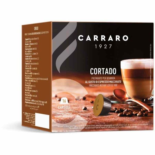 Cápsulas de café compatíveis com Carraro 1927 Cortado Dolce Gusto®, 16 unidades - Aromas intensos para momentos deliciosos. Compre agora!