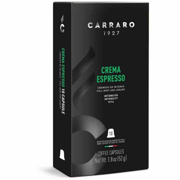 Cápsulas de café Carraro 1927 Crema Espresso Premium para Nespresso, pack de 10 unidades compatíveis com máquinas - Compre online!