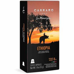 Cápsulas de café Nespresso Carraro 1927 Etiópia Premium, embalagem de 10 unidades - Desfrute do melhor café em casa com estas cápsulas de alta qualidade!