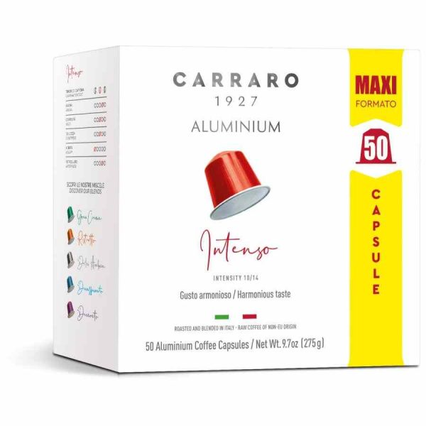 Cápsulas de café gourmet para Nespresso Carraro 1927 Intenso - Sabor intenso e qualidade premium para sua rotina matinal. Compatíveis com máquinas Nespresso.