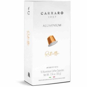 Cápsulas de Café Carraro 1927 Ristretto - Compatíveis com Nespresso. Desfrute de um café intenso e encorpado em cada cápsula. Embalagem com 10 unidades. Ideal para apreciadores de café de qualidade. Compre já online!