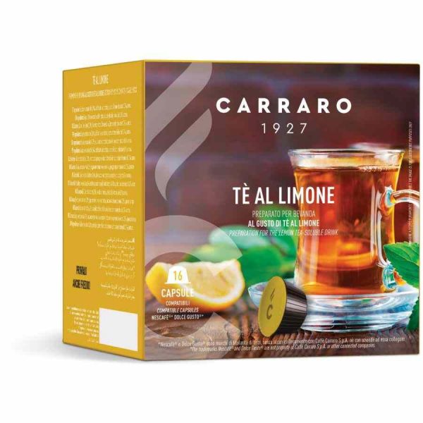 Cápsulas de café de alta qualidade compatíveis com Carraro 1927 Tè al Limone Dolce Gusto®, 16 unidades - Desfrute deste aroma único e delicioso em casa.