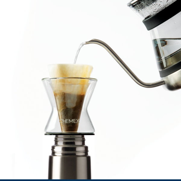 Jarra Funnex Chemex em vidro borossilicato de alta qualidade para café. Disponível online.