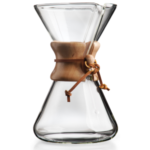 Cervejeira de café de vidro soprado à mão Chemex, elegância e qualidade para um café perfeito. Acessório de excelência para os amantes de café.