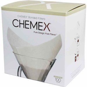 Filtros de papel Chemex para cafeteira - Pack 100 unidades para 6, 8 e 10 xícaras. Qualidade premium para café perfeito. Compre online!