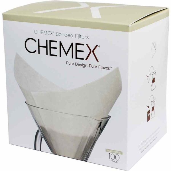 Filtros de papel Chemex para cafeteira - Pack 100 unidades para 6, 8 e 10 xícaras. Qualidade premium para café perfeito. Compre online!