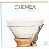 Filtros de papel originais Chemex para café fresco - Pack 100 unidades. Compatível com cafeteiras 6, 8 e 10 chávenas. Aprecie o seu café perfeito!