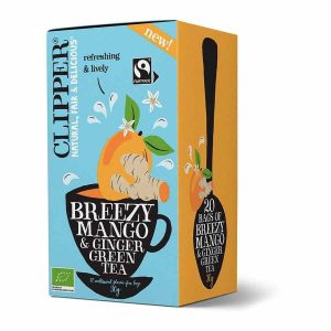 Chá Verde Orgânico Clipper Breezy Mango & Ginger, 20 Saquinhos - Aromático e Revigorante, Ideal para Momentos Relaxantes!