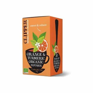 Chá de laranja e cúrcuma orgânico Clipper, 20 saquinhos - Saboroso e revigorante infusão, ideal para momentos relaxantes. Compre online!