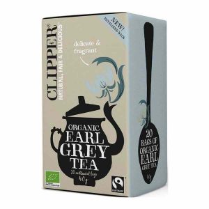 Chá Earl Grey Orgânico Clipper: Delicioso chá preto aromatizado com bergamota. Aprecie um momento de puro prazer. Compre online!