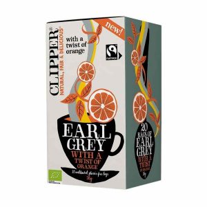 Chá Clipper Orgânico Earl Grey com um toque de laranja - 20 saquetas, aroma sofisticado e sabor cítrico. Aproveite esta deliciosa infusão.