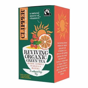 Chá Verde Orgânico Clipper Revitalizante com Laranja, Acerola, Guaraná e Matcha - 20 Saquetas de Chá de Qualidade Superior