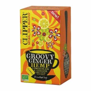 Infusão Clipper Organic Groovy Ginger com cânhamo e capim-limão - chá premium 20 saquetas - Delicioso e revigorante!