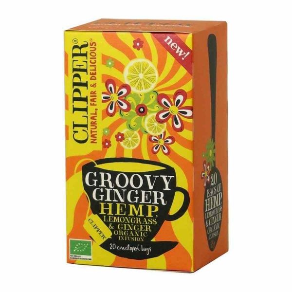 Infusão Clipper Organic Groovy Ginger com cânhamo e capim-limão - chá premium 20 saquetas - Delicioso e revigorante!