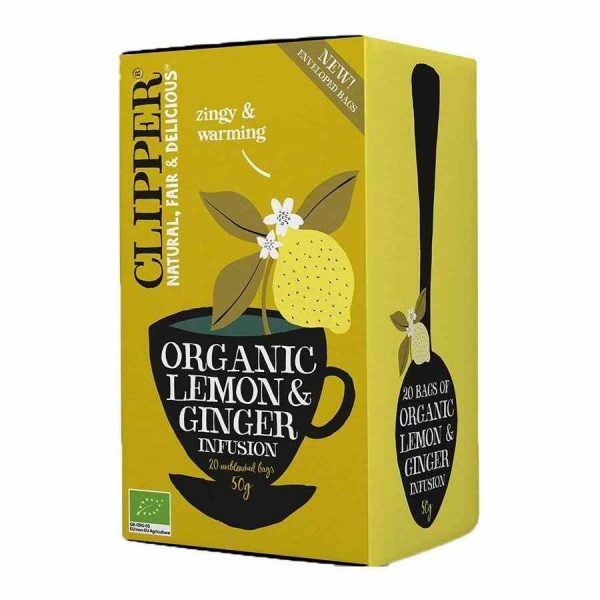 Infusão orgânica de limão e gengibre da Clipper: Desfrute do blend perfeito de sabores frescos e naturais. Compre online agora!