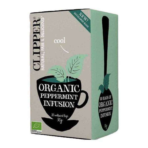 Infusão de hortelã-pimenta orgânica Clipper - Deliciosa e revigorante mistura de ervas orgânicas. Aproveite o aroma fresco e sabor puro!