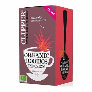 Infusão de Rooibos Orgânicos Clipper - Deliciosa mistura de chá vermelho sul-africano. Desfrute de momentos de puro prazer!