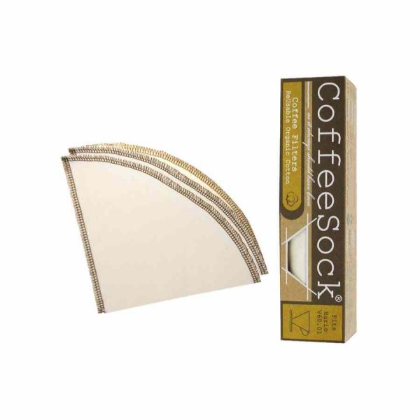 Filtro de café reutilizável CoffeeSock Hario® V60-01, pacote com 2 unidades - Melhore a sua experiência de café!